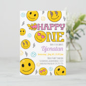 Emojis First Birthday Uitnodiging (Staand voorkant)