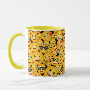 Emojis Koffiekop Emoticons Gelukkige Gezichten Mok