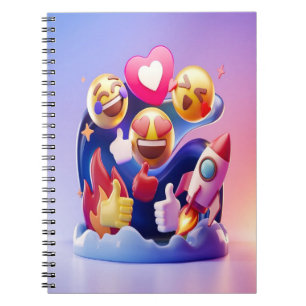 Emoji's ontketenen een leuk, kleurrijk avontuur notitieboek