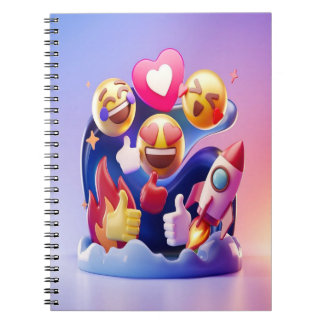 Emoji's ontketenen een leuk, kleurrijk avontuur notitieboek