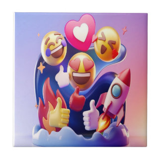 Emoji's ontketenen een leuk, kleurrijk avontuur tegeltje