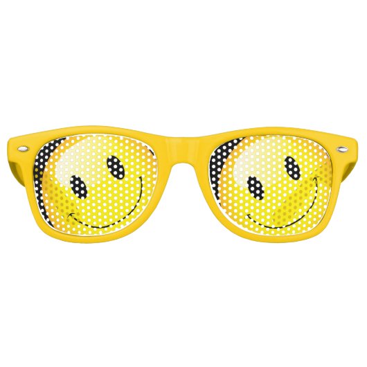 Emojo Face Party Emoticon Yellow Rave Retro Zonnebril (Voorkant)