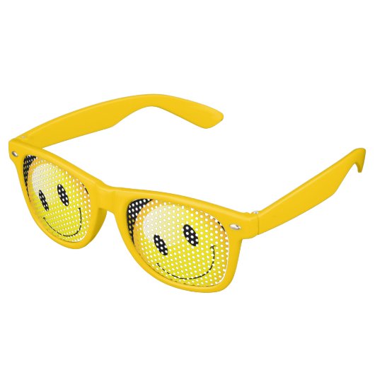 Emojo Face Party Emoticon Yellow Rave Retro Zonnebril (Gekanteld)