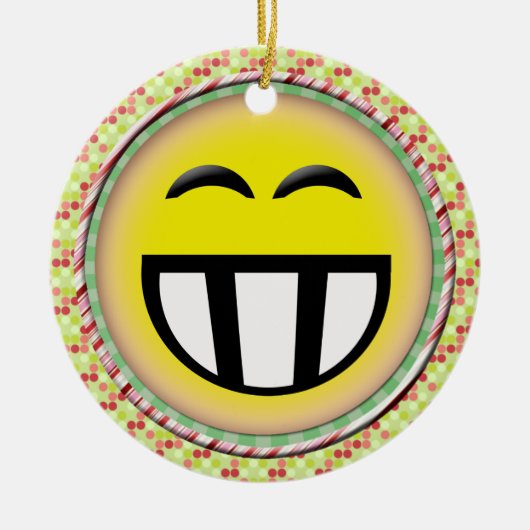 EMOTICON BIG TOOTHY FACE KERAMISCH ORNAMENT (Voorkant)
