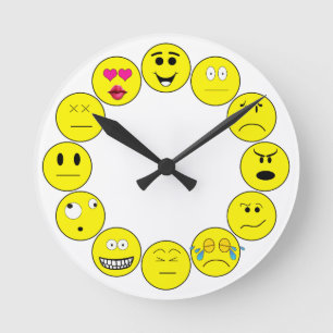EMOTICON CLOCK RONDE KLOK