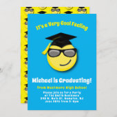 Emoticon Cool Sunbril Cute Graduation Party Kaart (Voorkant / Achterkant)