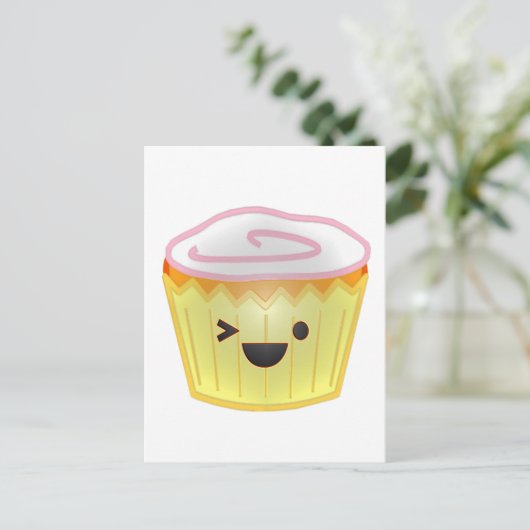 Emoticon Cupcake Briefkaart (Staand voorkant)