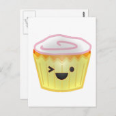 Emoticon Cupcake Briefkaart (Voorkant / Achterkant)