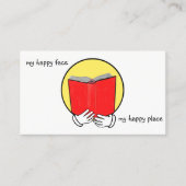 Emoticon die een Boek leest - Boekwinkel of Biblio Visitekaartje (Voorkant)