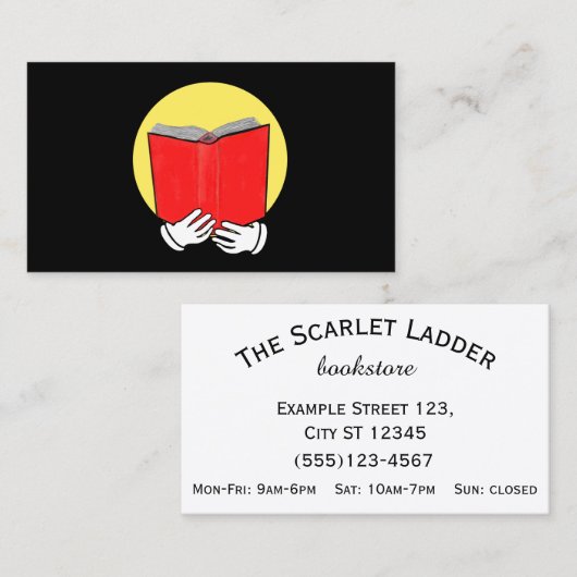 Emoticon die een Boek leest - Boekwinkel of Biblio Visitekaartje (Voorkant / Achterkant)