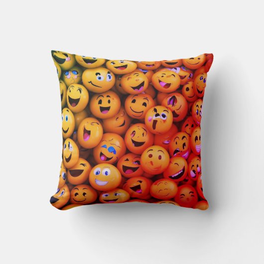 Emoticon Extravaganza: expressieve ontwerpstijl Kussen (Voorkant)