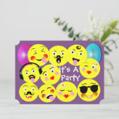 Emoticon Funny Cute Trendy Faces Party Kaart (Staand voorkant)