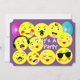 Emoticon Funny Cute Trendy Faces Party Kaart