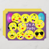 Emoticon Funny Cute Trendy Faces Party Kaart (Voorkant / Achterkant)