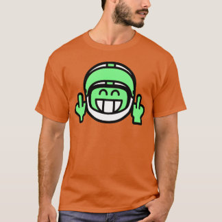 Emoticon Grin with Motorcycle Helmet Stinkfinger r T-shirt
