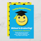 Emoticon Happy Cute Graduation Party nodiging Kaart (Voorkant / Achterkant)