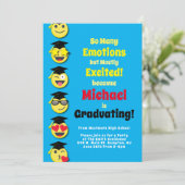 Emoticon Happy Cute Graduation Party nodiging Kaart (Staand voorkant)