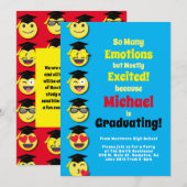Emoticon Happy Cute Graduation Party nodiging Kaart (Voorkant / Achterkant)