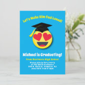 Emoticon Heart Eyes Face Cute Graduation Party Kaart (Staand voorkant)