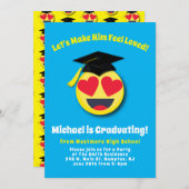 Emoticon Heart Eyes Face Cute Graduation Party Kaart (Voorkant / Achterkant)