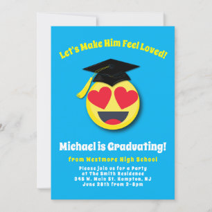 Emoticon Heart Eyes Face Cute Graduation Party Kaart