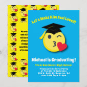 Emoticon Kissy Face Cute Graduation Party Kaart (Voorkant / Achterkant)
