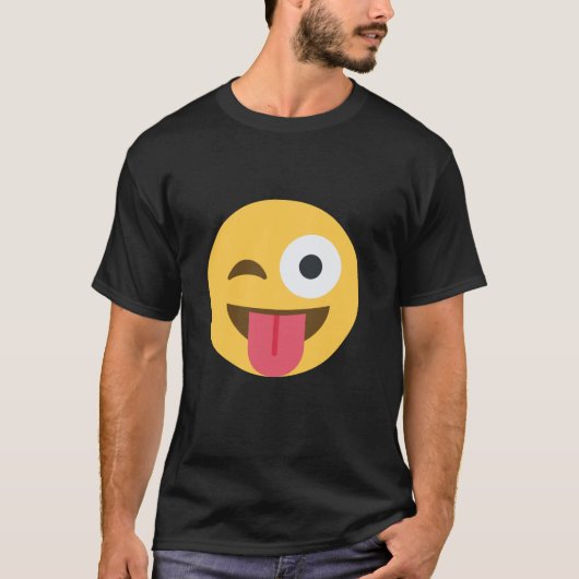 Emoticon knipogen gezicht met tong t-shirt (Voorkant)