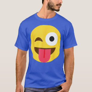 Emoticon knipogen gezicht met tong t-shirt