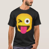 Emoticon knipperend gezicht met uitgeklede tong en t-shirt (Voorkant)