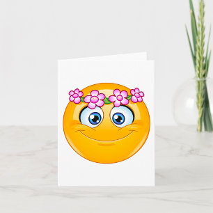 Emoticon met een bloemenkrans kaart