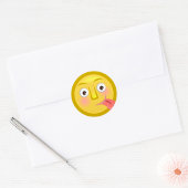 Emoticon met tongen uit ronde sticker