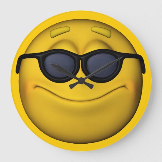 Emoticon met zonnebril grote klok (Voorkant)
