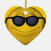 Emoticon met zonnebril keramisch ornament (Voorkant)