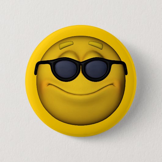 Emoticon met zonnebril ronde button 5,7 cm (Voorkant)