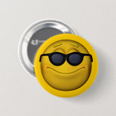 Emoticon met zonnebril ronde button 5,7 cm (Voorkant /achterkant)