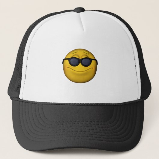 Emoticon met zonnebril trucker pet (Voorkant)