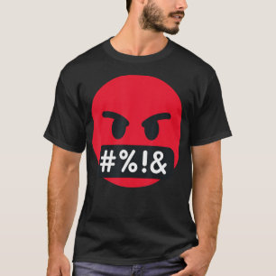 Emoticon Serious Face met symbolen die de mond bed T-shirt
