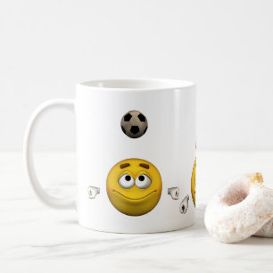 Emoticon speelt football, cartoon stijl koffiemok