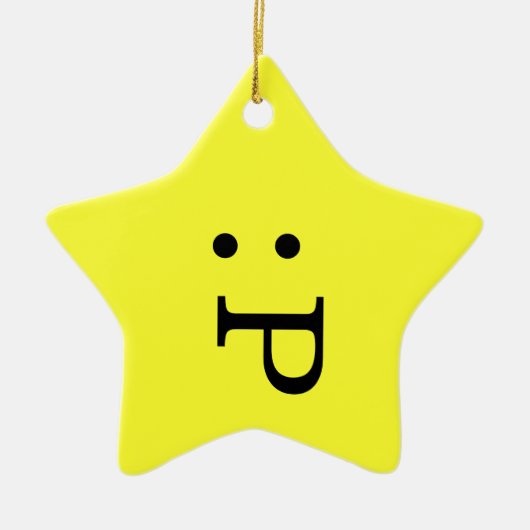 Emoticon Star Ornament - Tongue Stikken uit (Voorkant)