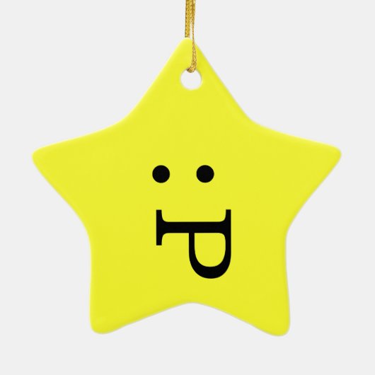 Emoticon Star Ornament - Tongue Stikken uit (Achterkant)