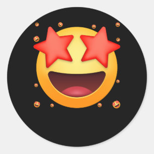 Emoticon Star Struck Star Eyes Glimlachend Gezicht Ronde Sticker