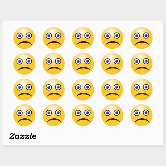 Emoticon verdrietig gezicht ronde sticker (Vel)