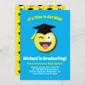 Emoticon Wild Face Cute Graduation Party Kaart (Voorkant / Achterkant)
