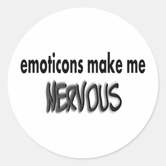 Emoticons maken me nerveus, zwart & grijs ronde sticker (Voorkant)