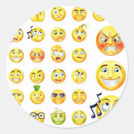 Emoticons Ronde Sticker (Voorkant)