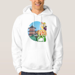 Emotie bij de Japanse tempel met kat en kikker Hoodie