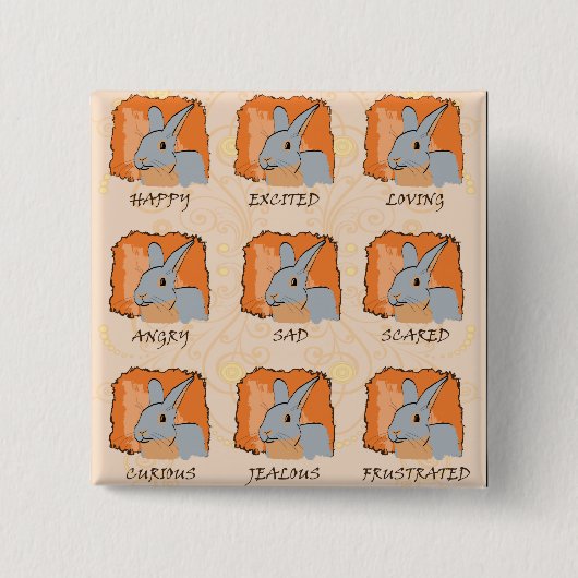 EMOTIES - BLAUW VIERKANTE BUTTON 5,1 CM (Voorkant)