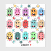 Emoties kleurige gezichten sticker (Vel)