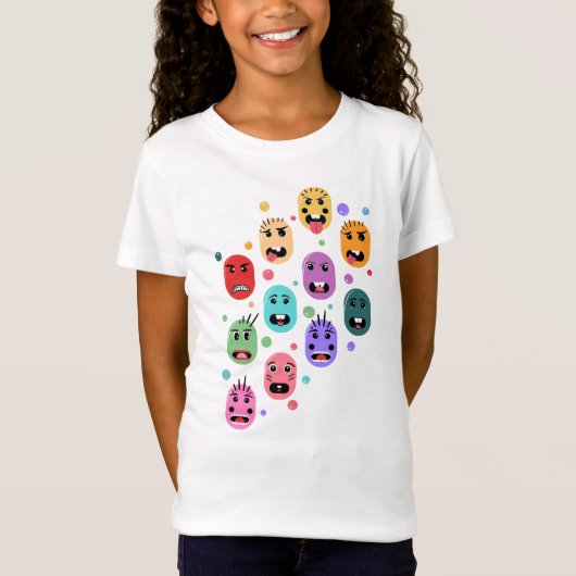 Emoties kleurige gezichten t-shirt (Voorkant)