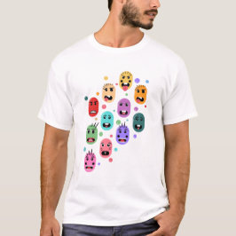 Emoties kleurige gezichten t-shirt